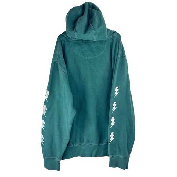 GREENTHUMB Men’s Aqua Green Colored Hoodie with Lightning Bolts on Arms Size S - Picture 1 of 7
